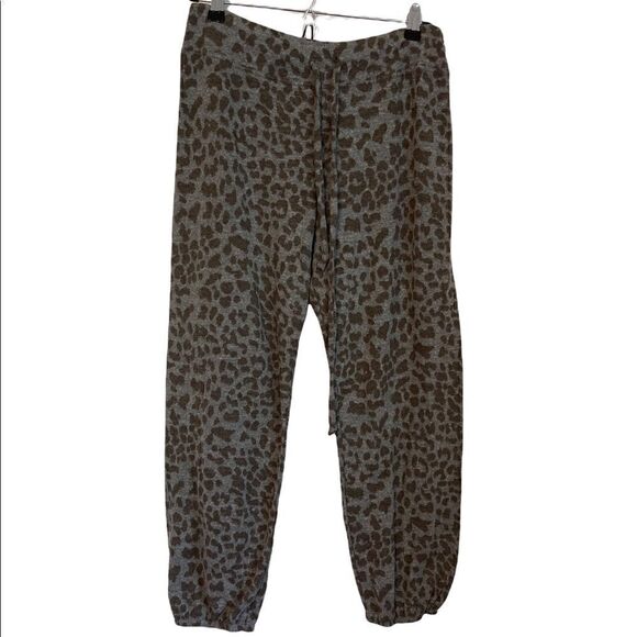 NEW SUNDRY ANTHROPOLOGIE Leopard Print Drawstring Gray Joggers.Size 2= M - Picture 3 of 11